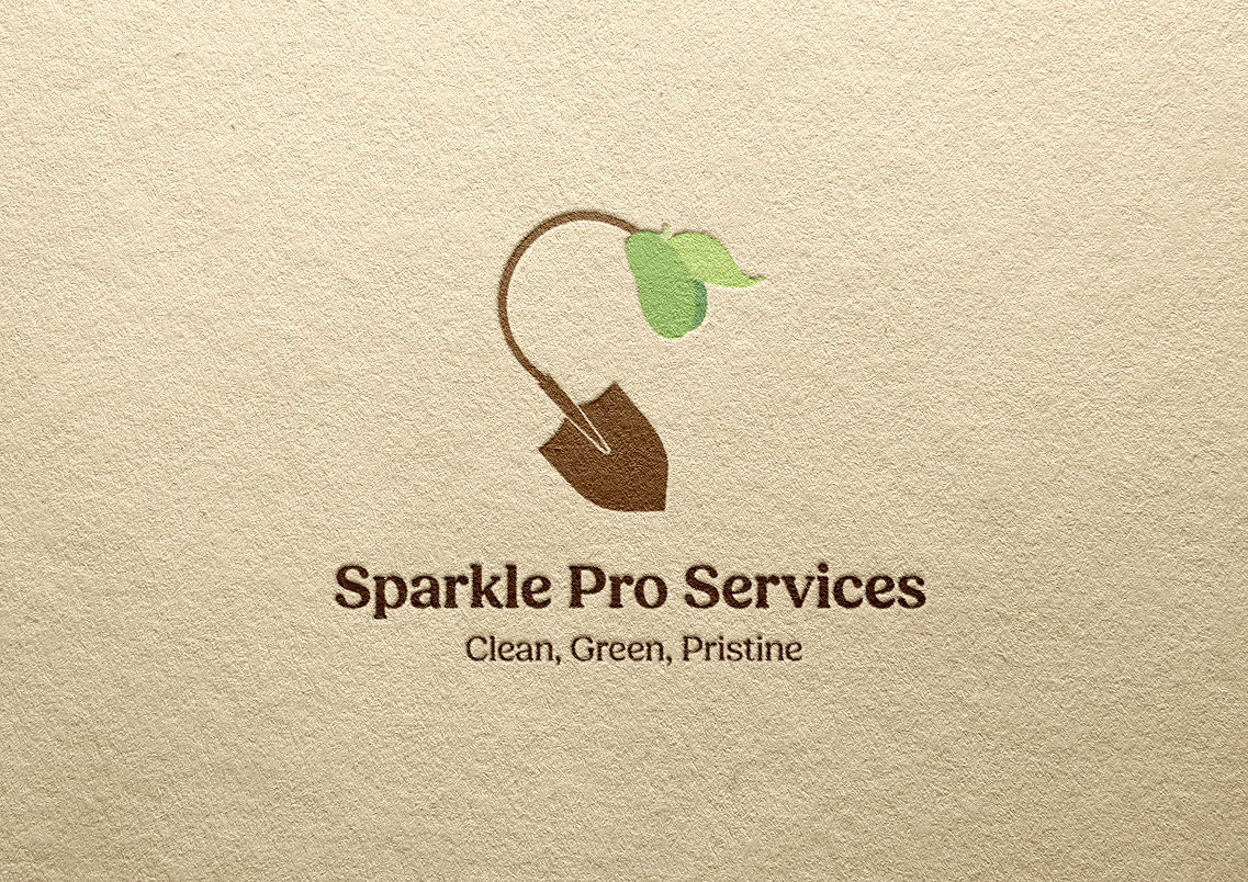 Yellow hard hat with Sparkle Pro Services logo